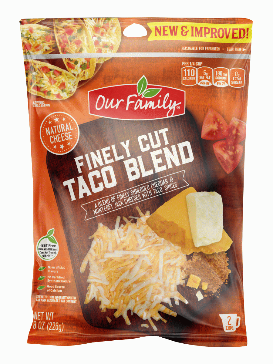 Our Family Fancy Shreds taco blend shredded cheese, 2-cups Full-Size Picture